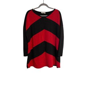 Million Bullpup Top Women's S Red Black Long Sleeve Chevron Tunic Oversized
